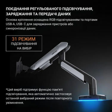Настільне кріплення для монітора Anda Seat Stealth Pro II RGB 17’’-42’’ Blue