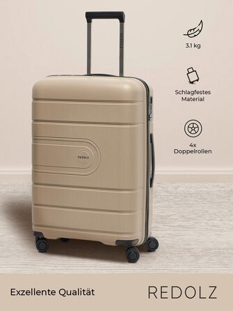 REDOLZ валіза середня M, поліпропілен, 4 колеса, TSA, 45x26x67 см, жорсткий корпус