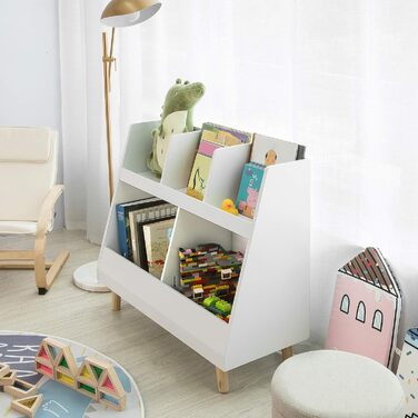 Дитячий стелаж SoBuy KMB19-W з 5 полицями, білий, масив дерева, 86x77x36 см – книжкова шафа та органайзер для іграшок