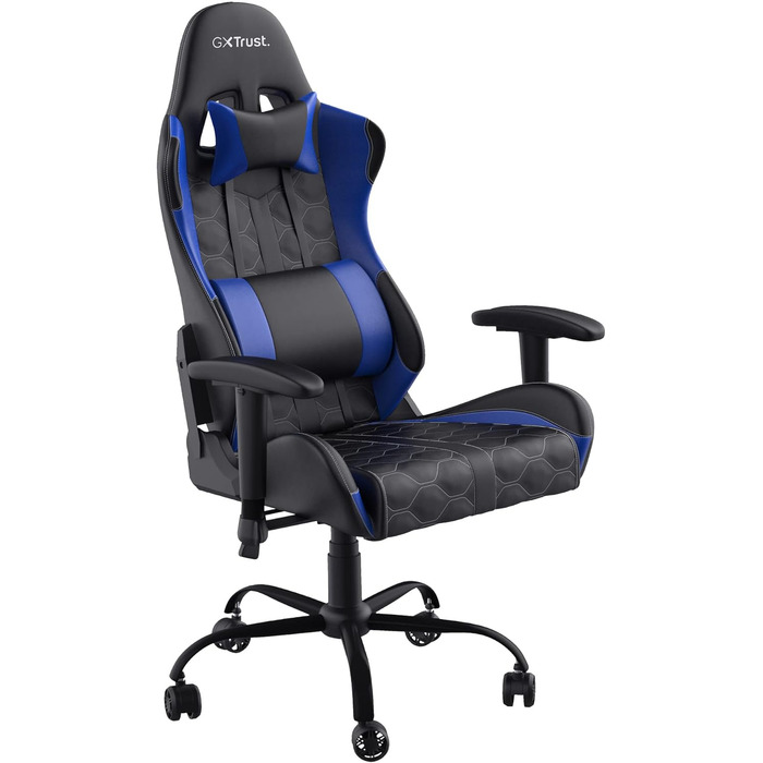 Ігрове крісло Trust Gaming GXT 708B Resto, 360° обертання, офісне, знімні подушки, регульована висота, для комп'ютера, синє