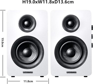 Активні Bluetooth-колонки Sanyun SW208 (пара, білі) — 3-дюймові вуглецеві динаміки 60 Вт, 24-бітний DAC, 3D-звук для ПК та монітора