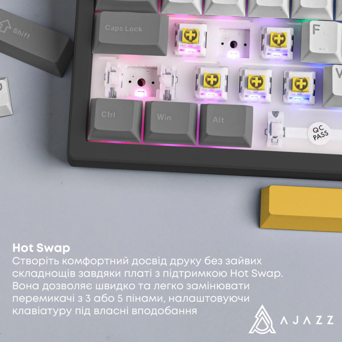 Дротова магнітна клавіатура Ajazz AK980 MAX Magnetic switches Black Grey Yellow (AK980-MAX-M-BGY)