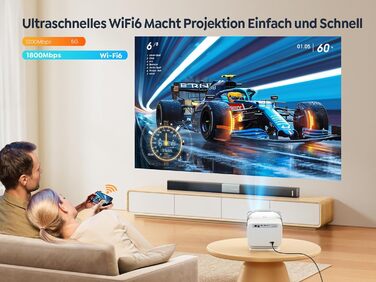 YABER V12 проєктор 4K: Full HD, WiFi6, Bluetooth 5.2, автофокус, 20W Dolby, для дому та на відкритому повітрі