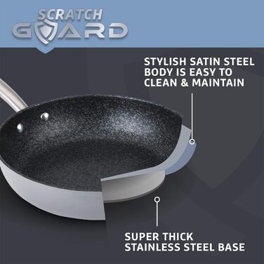 Набір сковорідок з нержавіючої сталі Prestige Scratch Guard для індукції, 2 шт. – антипригарні, діаметром 25 см та 29 см, стійкі до подряпин, можна мити в посудомийній машині