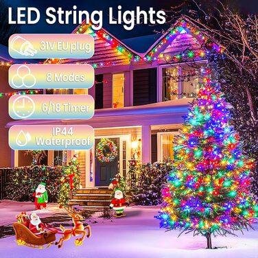 Світлодіодна гірлянда LED 800 світлодіодів, 80м, теплий білий колір, прозорий кабель, для внутрішнього та зовнішнього використання