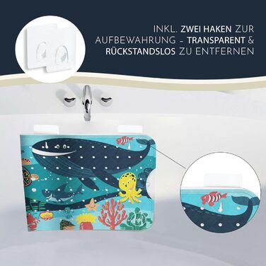 Дитячий килимок для ванни Homerella, антиковзкий, 100% BPA-free, 100x40 см, з 2 гачками, туркус Ocean Friends, для чутливої шкіри, протигрибковий, для малюків, миється