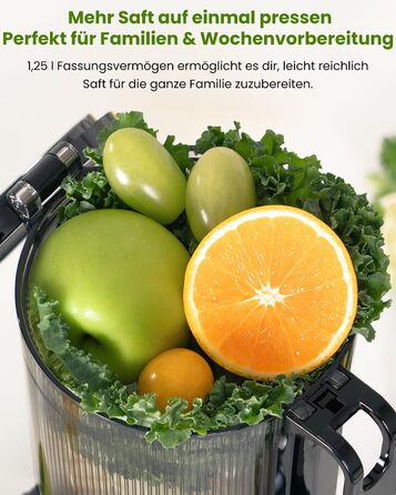LINKChef Slow Juicer: Холодне віджимання овочів та фруктів, 115 мм, чорний, BPA Free
