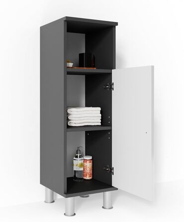Пенал для ванної Vicco Fynn, антрацит/білий глянець, 30x95 см