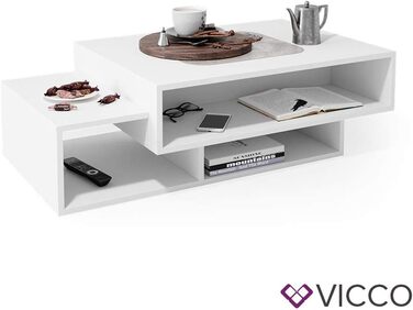 Журнальний стіл Vicco Bari, білий, 105x32 см, сучасний дизайн для вітальні