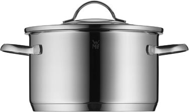 Каструля WMF Aparto 20 см з кришкою зі скла, 2.6 л, нержавіюча сталь Cromargan, для індукційних плит