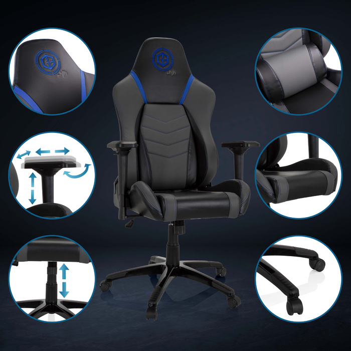 Ігрове крісло / Офісне крісло GAMEBREAKER POLARYS I Штучна шкіра Сірий / Синій HJH OFFICE