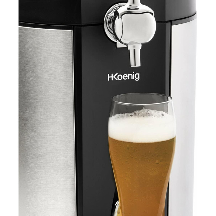 H.Koenig Bierzapfanlage - професійна система для розливу пива з нержавіючої сталі, сумісна з 5л кегами, з інтегрованим охолодженням 2-12°C, LED-дисплей (BW1890)