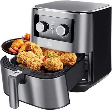 Аерофритюрниця Heißluftfritteuse XL на 4 л, 1500 Вт, з функціями попереднього нагріву та підігріву, антипригарне покриття, без олії, біла