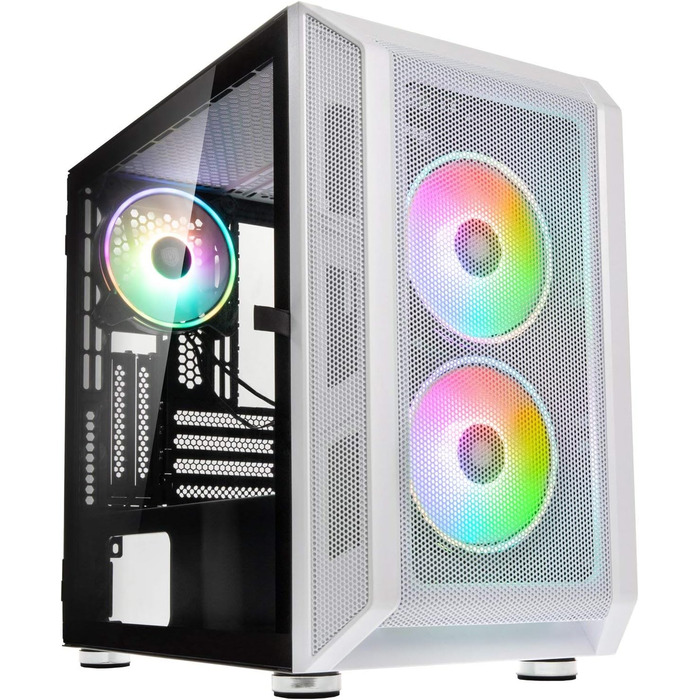 Корпус для ПК KOLINK Citadel Mesh Micro-ATX RGB, білий, з прозорою боковою панеллю, скляний, компактний, підсвітка, для комп'ютера