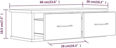 Підвісна тумба для телевізора vidaXL, 60x26x18,5 см, деревостружкова плита, стиль старого дерева, настінна шафа для TV, шухляда для вітальні