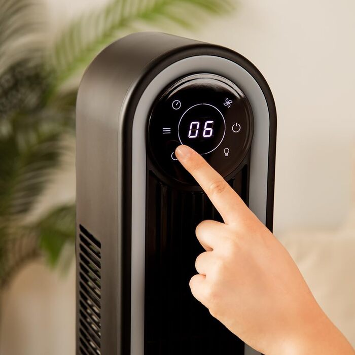Вентилятор вежа Cecotec EnergySilence 9090 Skyline Ionic 119 см, 45 Вт, з іонізатором, LED сенсорним екраном, пультом ДУ, 3 режими, таймер 12 год, коливання 70°, чорний