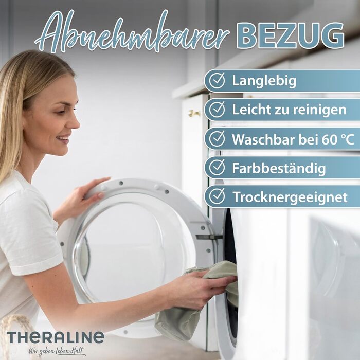 Theraline Клиновидна подушка для сидіння ортопедична для офісного крісла з пінопласту, ергономічна для авто, знімний чохол 100% бавовна, прання 60°C (Леhmграй)