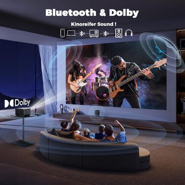 Проєктор Beamer-4K Smart Home Cinema: WiFi6, Bluetooth, Dolby Audio, Netflix, 1080P HD, Автофокус, eARC/CEC, Чорний