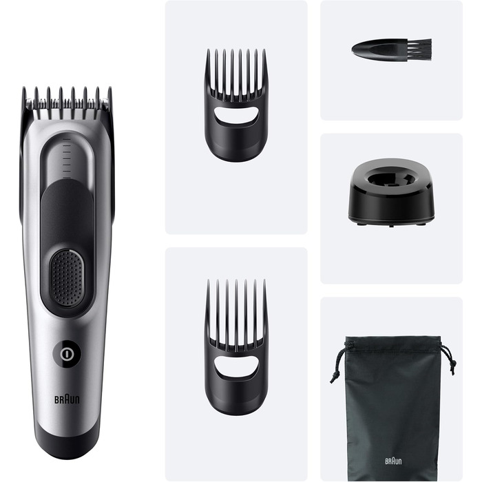 Машинка для стрижки Braun Series 7 HC7590: професійна, акумуляторна, 17 насадок, миюча, сіра