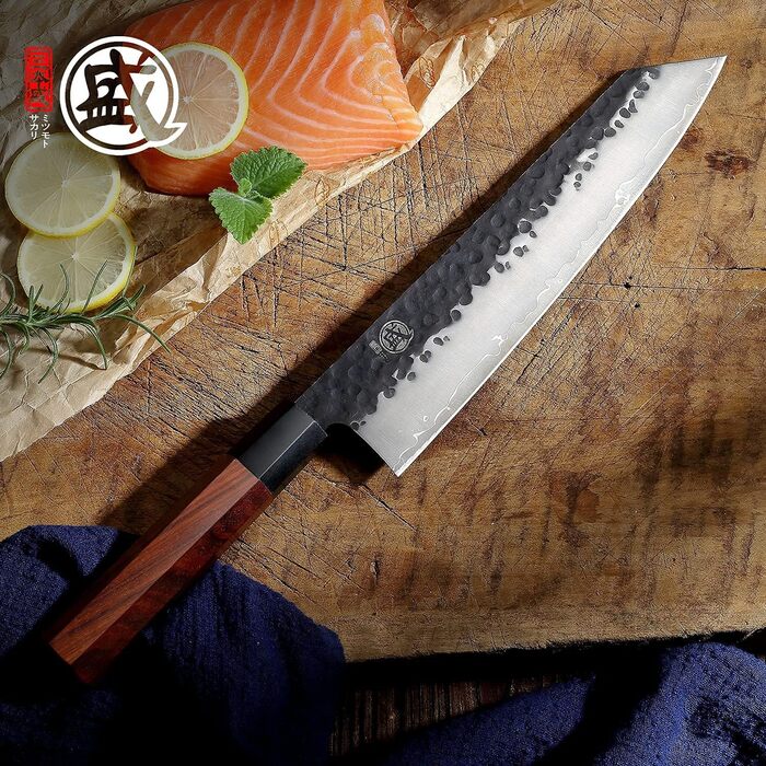 Японський ніж Mitsumoto Sakari Kiritsuke 23 см з ручкою з рожевого дерева (у дерев'яній коробці)