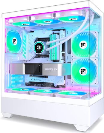 Ігровий корпус для ПК FOIFKIN F1 білий, ATX Mid-Tower, 5 ARGB PWM вентиляторів, 270° панорамне скло