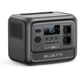 Портативна електростанція BLUETTI Elite 100 V2, 1024Вт·год, LiFePO4 (LFP), 2x1800Вт AC виходи, чорна