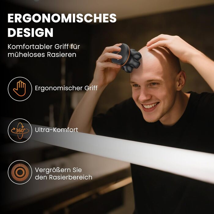 Машинка для гоління голови MAXGROOM Herren 7D, водонепроникна IPX6, з USB-C зарядкою, чорна