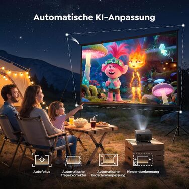 Проектор Google TV Beamer 4K Smart: Кінотеатр вдома 1080P FHD, Автофокус, Трапецеїдальна корекція, WiFi, Bluetooth, Портативний, Чорний