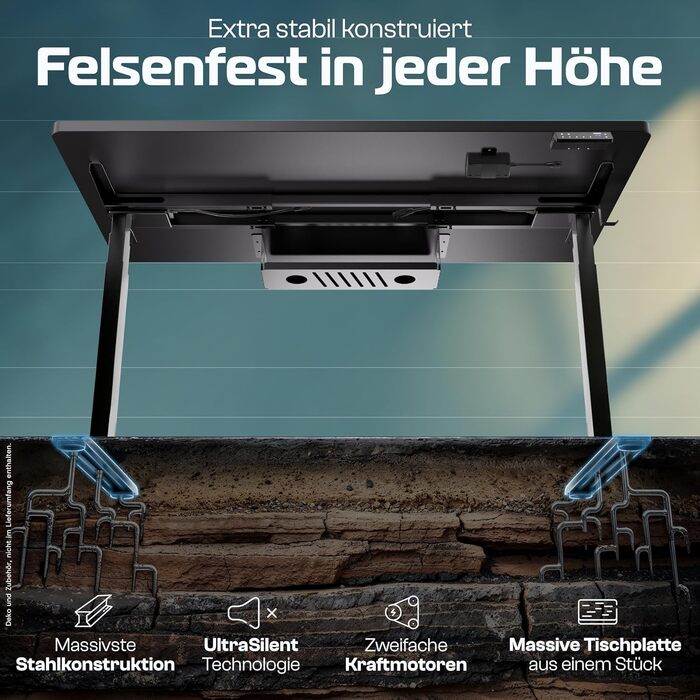 Електричний стіл CleverDesk 160x80 см з регулюванням висоти, чорний | Підйомний стіл з пам'яттю, 2x USB, кабель-канал