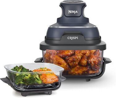Ninja CRISPi Airfryer 3.8л, 4-в-1: фритюрниця, гриль, підігрів, Recrisp, сірий, 1700W, FN101EUSTGD