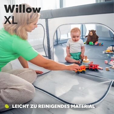Дитячий манеж LIONELO WILLOW Beige XL, 187x207x68 см - велика площа, сітчасті стінки