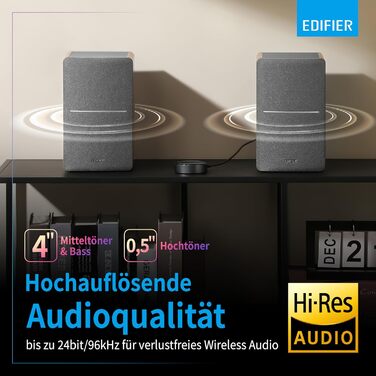 Активні WiFi-колонки Edifier R1280T+WiiM Mini, 42 Вт, Multiroom, Bluetooth, Hi-Res Audio 24Bit/96kHz, DSP, оптичний вхід, пульт, дерево