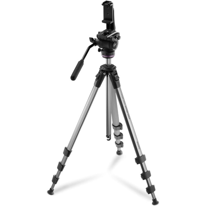 Відеоштатив Hama з флюїдною головкою для камери, смартфона і DSLR, алюмінієвий, легкий, 46–160 см, навантаження до 7 кг, з тримачем для телефону