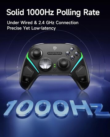 Ігровий бездротовий контролер EasySMX D10 для PC, Switch, Android з док-станцією, TMR-джойстиками, 2-в-1 тригерами та RGB-підсвіткою, 1000Hz Polling, чорний