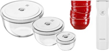 Набір вакуумних контейнерів зі скла ZWILLING Fresh & Save, 6 предметів (S-12см, M-18см, L-24см), сірий
