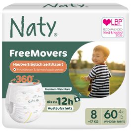 Підгузки-трусики Naty FreeMovers, розмір 5 (12–18 кг), 80 шт