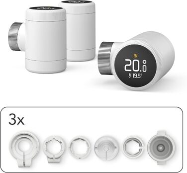 tado Smartes Heizkörperthermostat X – Набір з 3 шт., керування опаленням через додаток (Alexa, Siri, Google Assistant), енергозбереження, проста установка