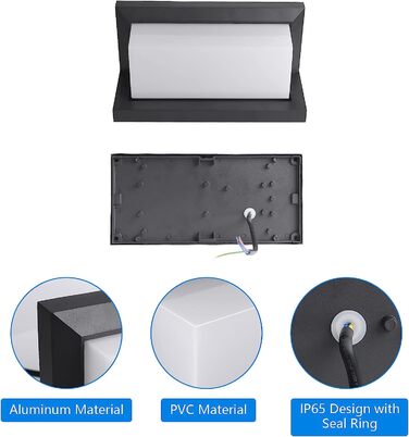 Klighten LED настінний світильник для вулиці, 2 шт, 3000K, IP65, алюмінієвий, чорний, для дому, саду та тераси