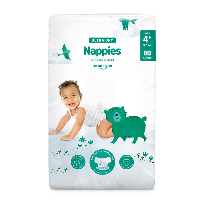 Підгузки By Amazon Ultra Dry розмір 3 (4-9 кг), білі, 172 шт (2 упаковки по 86 шт)