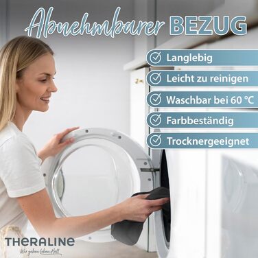 Theraline Клиновидна подушка ортопедична для офісного крісла з піни високої щільності, чорна, 100% бавовна, 60°C
