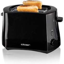 Тостер Cloer 3310 Cool-Wall 825 Вт, для 2 тостів, з підставкою для булочок, кришкою для крихт, функцією додаткового підйому, чорний