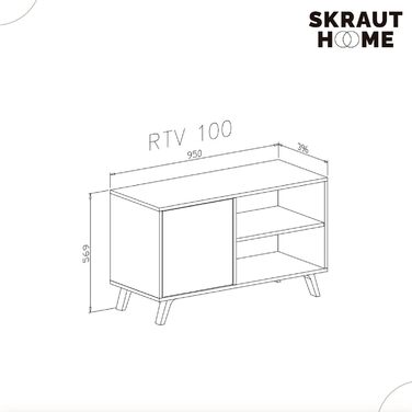 ТВ-тумба Skraut Home Wind 100 для вітальні, 57x95x40 см, для телевізора 32-40 дюймів, біла розпашна дверцята, цемент
