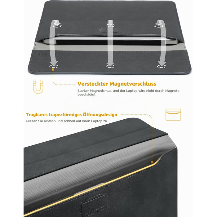 Чохол-сумка HYZUO для ноутбука MacBook 15 дюймів зі стійкою, Space Gray (Космічний сірий)