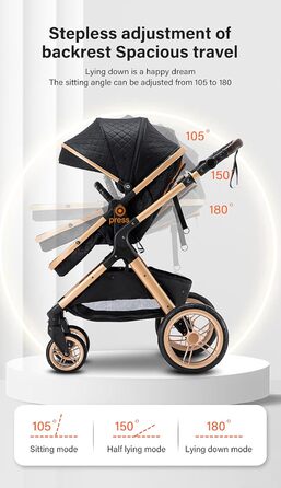 Дитяча коляска Glokid 3 в 1 з реверсивним сидінням, люлькою та автокріслом, з великими колесами, компактно складна, блакитна (LQL XX1)