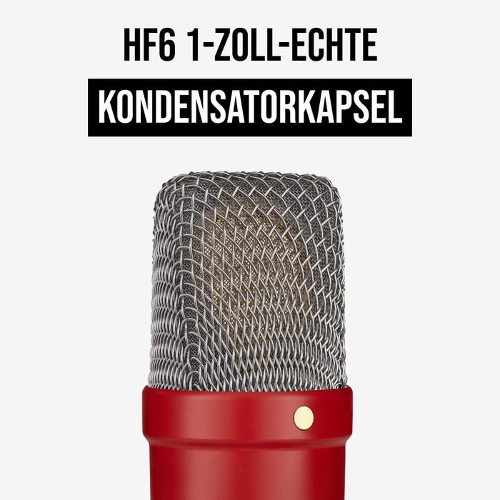 Конденсаторний мікрофон RØDE NT1 Signature Series з великою діафрагмою, антивібраційним кріпленням, поп-фільтром та XLR-кабелем для музики, вокалу, стрімінгу та подкастингу (червоний)