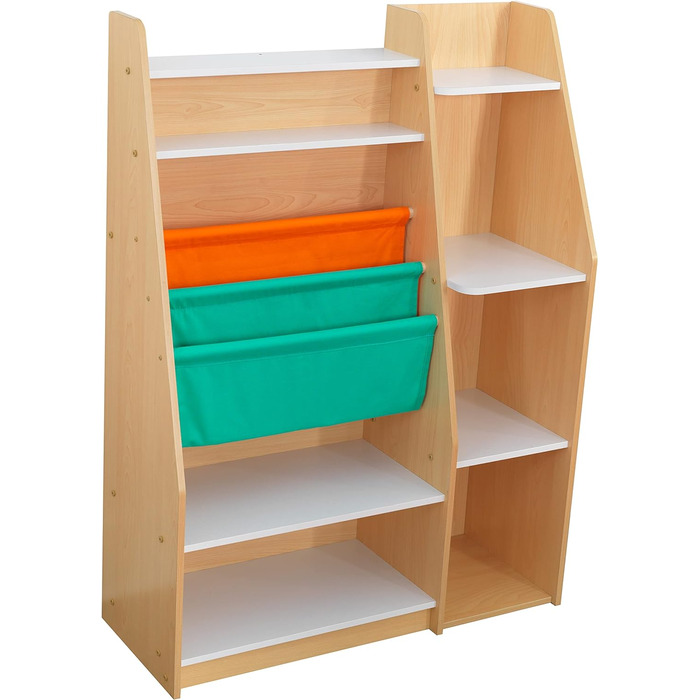Дитяча книжкова полиця KidKraft Puzzle з дерева, зелена, синя, червона, 3 яруси, для дитячої кімнати, книжкова та іграшкова шафа