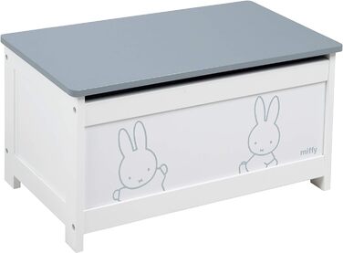 Дитяча іграшкова скриня з дерева roba Miffy, біла скриня-лава зі складаною кришкою і доводчиком для іграшок у дитячу кімнату, для хлопчиків і дівчаток