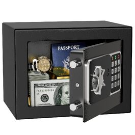 Цифровий міні-сейф Safe Tresor на 6,8 л, чорний: компактний домашній сейф для офісу та шафи з електронним замком та 2 ключами, 23 x 17 x 17 см
