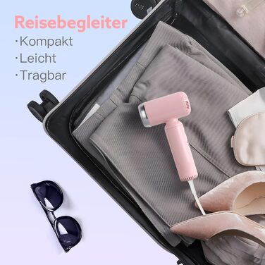 Фен Webeauty іонний, суперлегкий, 110 000 об/хв, 200 млн негативних іонів, швидке сушіння, портативний для подорожей і дому, рожевий