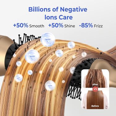 UMIGA Airstyler 5 в 1: Фен-щітка, кругла щітка, плойка та випрямляч для волосся 1000 Вт, 3 режими нагріву, рожево-чорний
